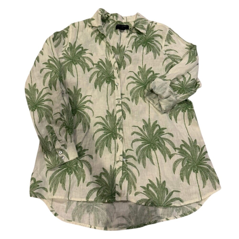 Tahari‎ Green Palm Print Blouse